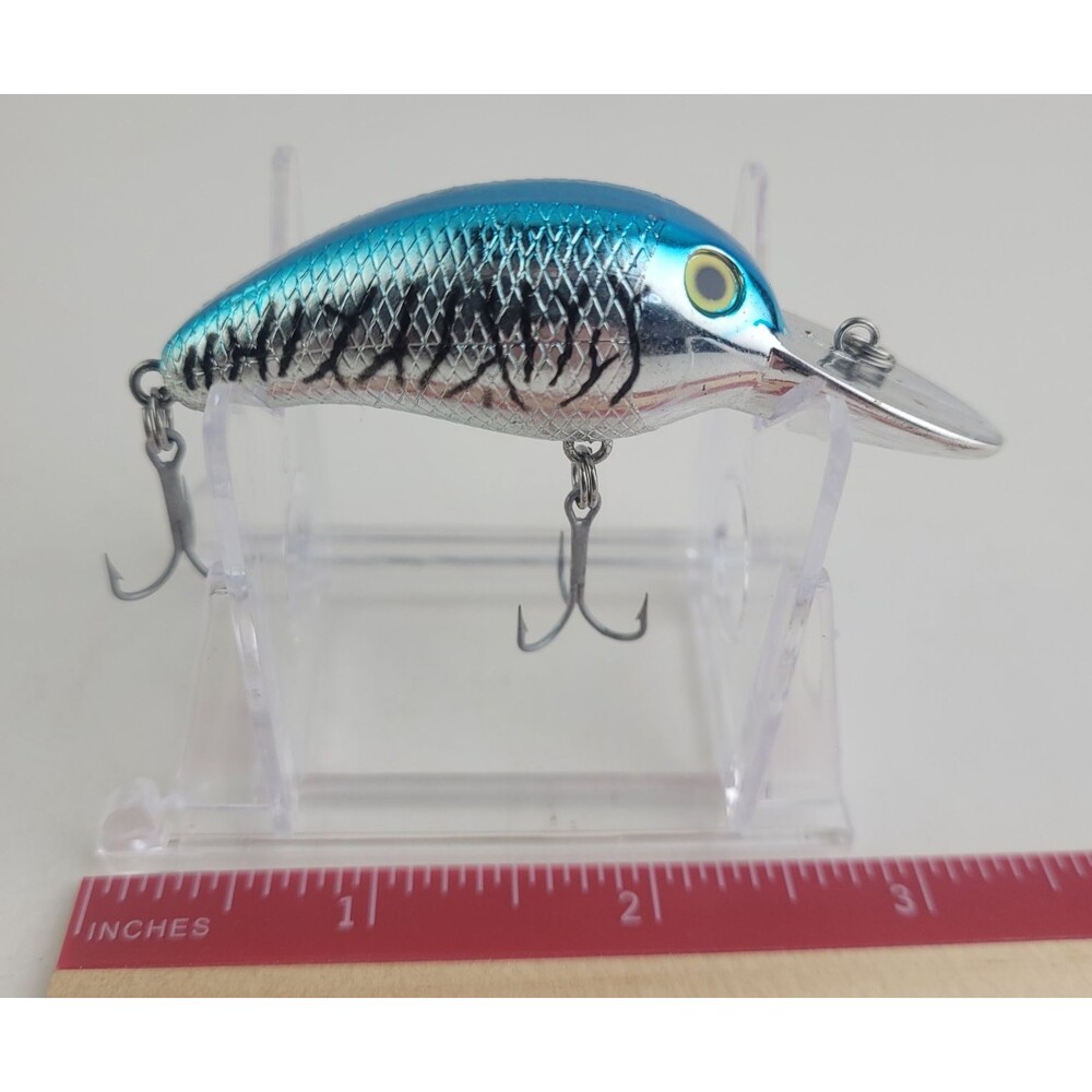 Vintage Blue and Silver Chrome Crankbait Fishing Lure